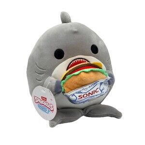 Zuru Snackles Series 2 William The Shark w Sonic Burger 9” Gray Plush NEW w/ Tag